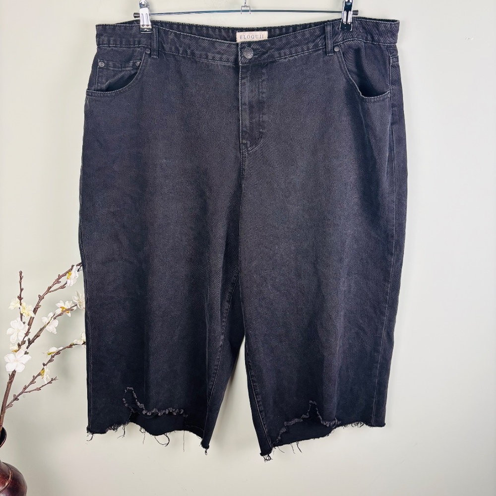 Eloquii Black Wash Wide Leg Crop Jean Size 20 - Picture 2 of 4